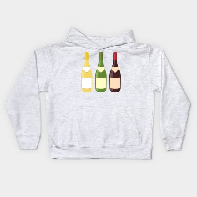 Wine Bottles Icon Set Kids Hoodie by sifis